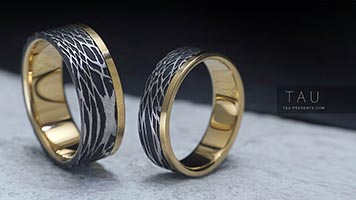 Обручальные кольца из желтого золота и титана